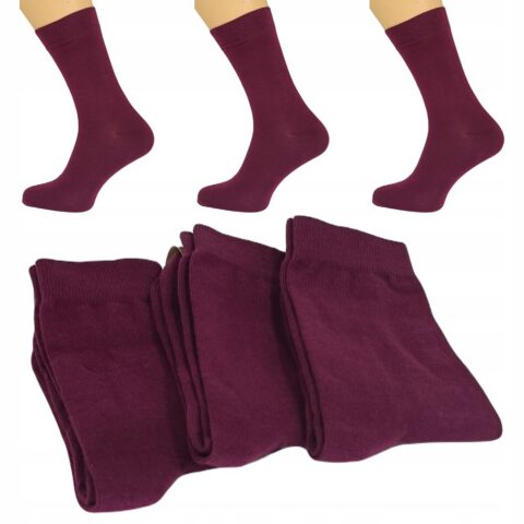 3X SKARPETKI SKARPETY BAWEŁNIANE GARNITUROWE MĘSKIE PREMIUM BORDO 41-43
